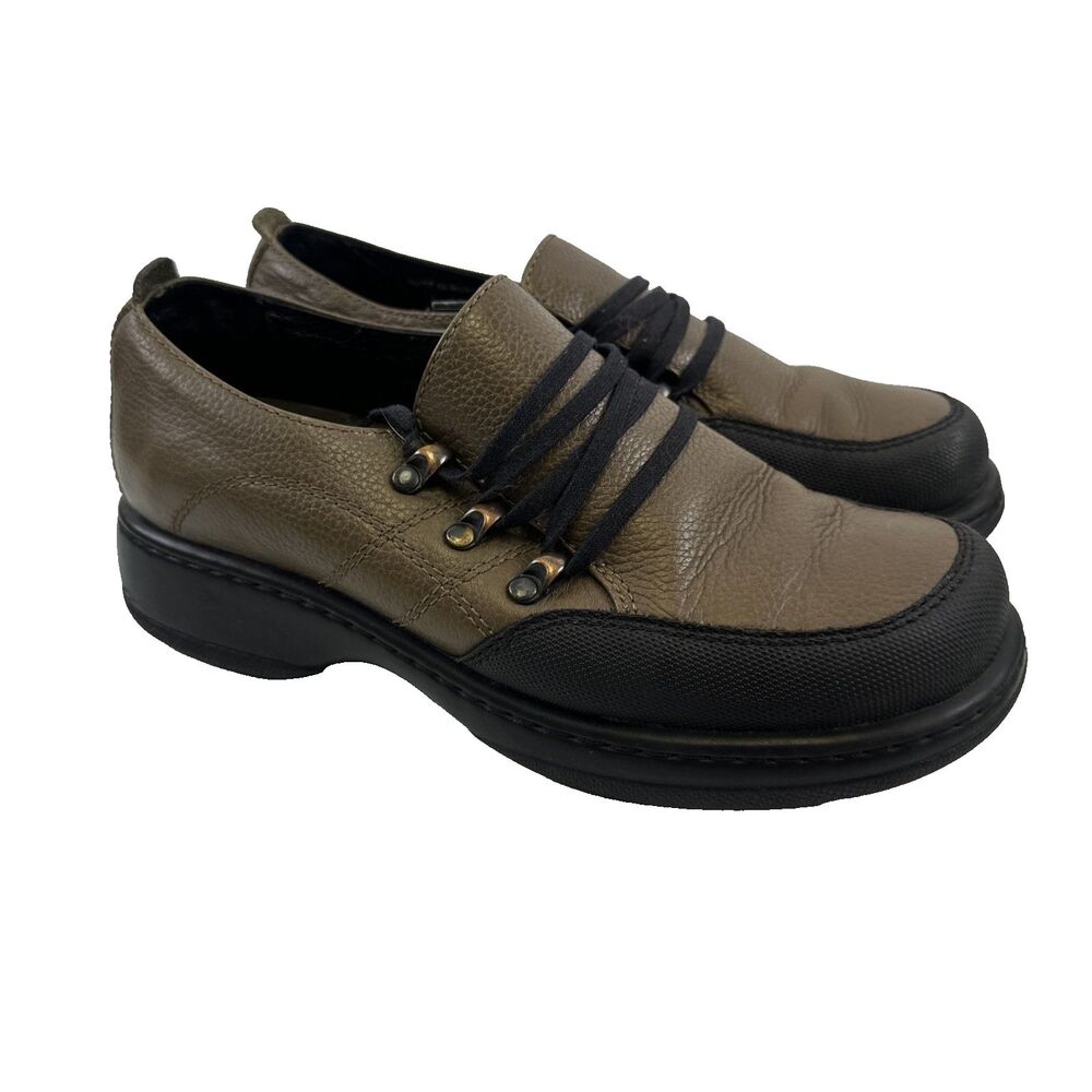 Dansko Janika Brown Leather Platform Slip On Vintage Lace Up Women 38 US 7.5 - 8